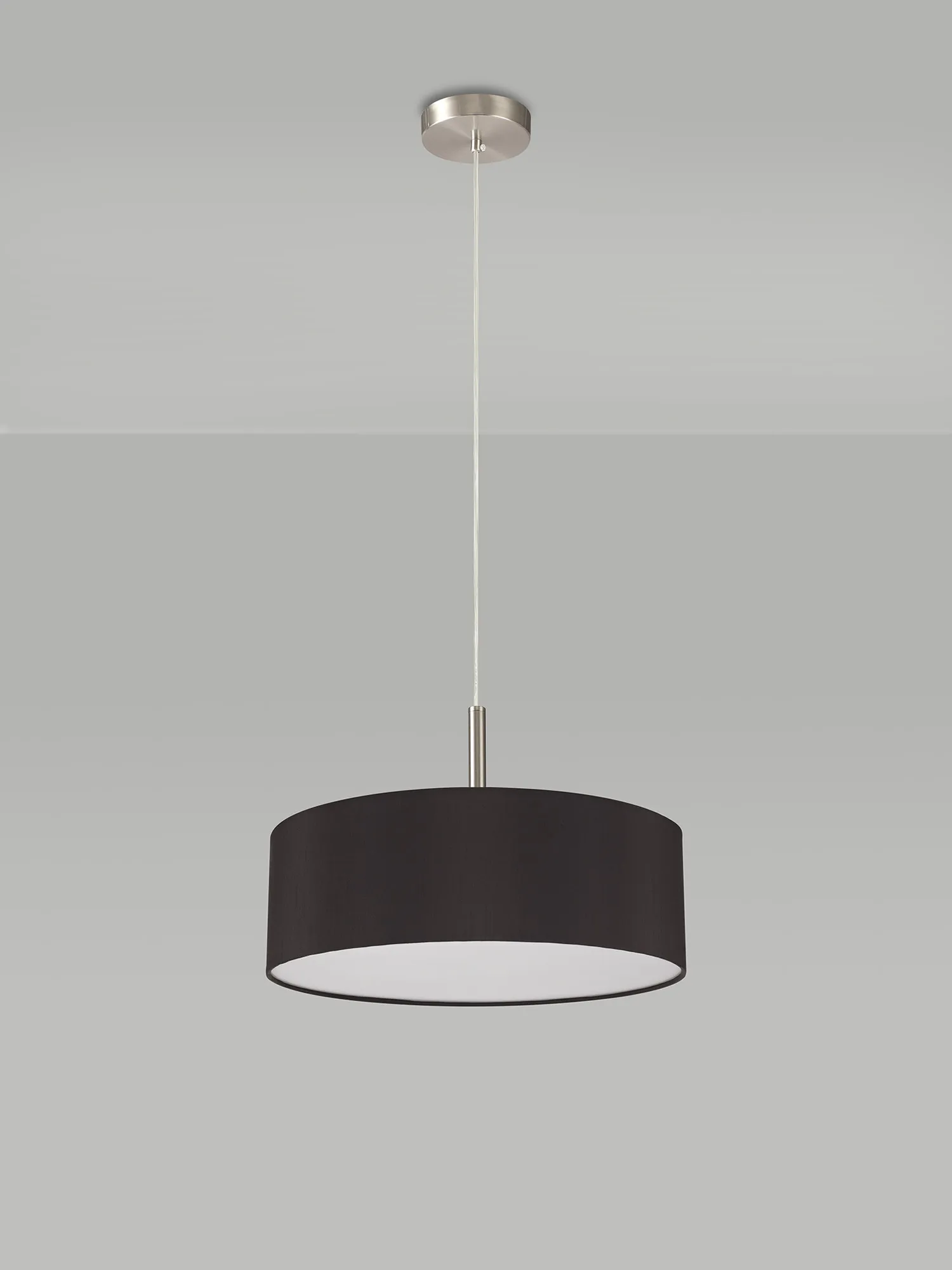 Baymont 45cm 3 Light Pendant Satin Nickel, Black/White DK0719  Deco Baymont SN BL